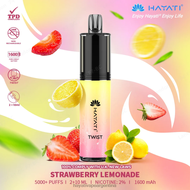 Hayati flavour list - Hayati Twist desechable limonada de fresa 28L5L84