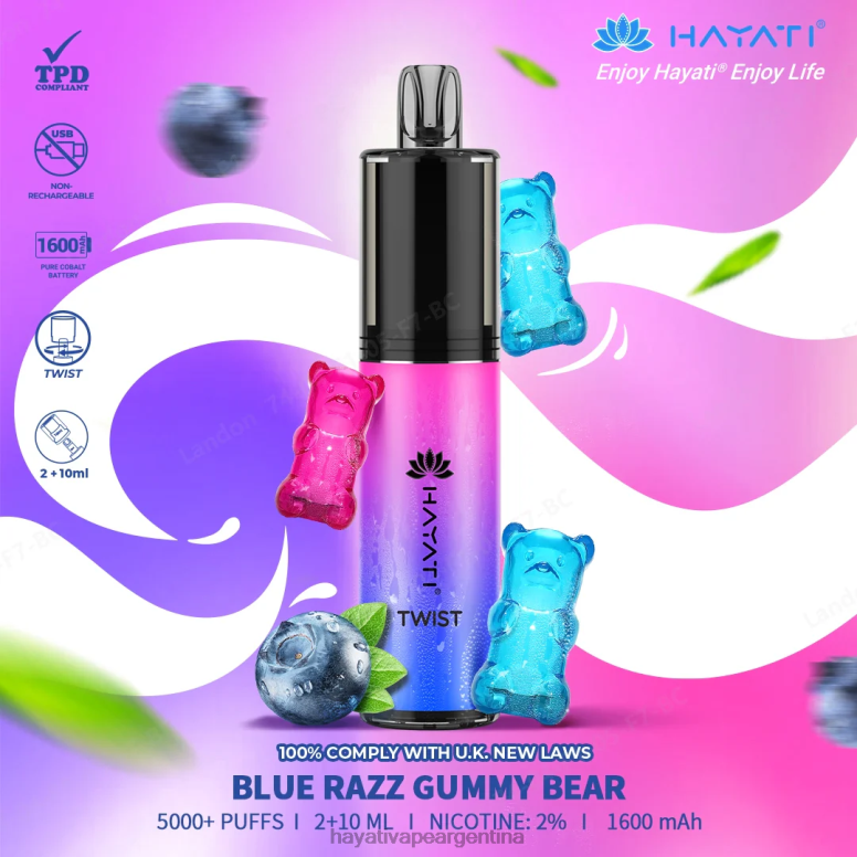 Hayati flavour list - Hayati Twist desechable osito de goma azul razz 28L5L64