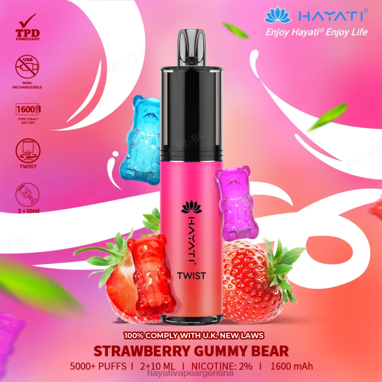 Hayati vape Argentina - Hayati Twist desechable osito de goma de fresa 28L5L82