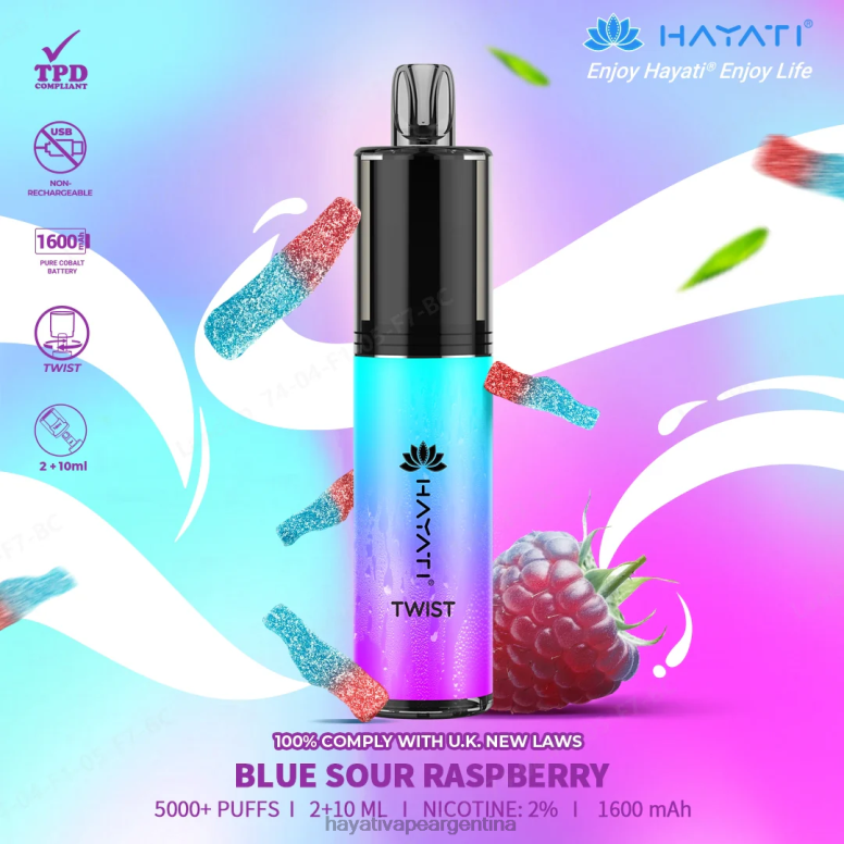 Hayati vape liquid - Hayati Twist desechable frambuesa agria azul 28L5L65