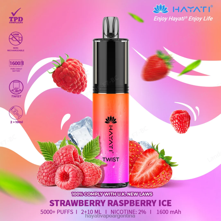 Hayati vape liquid - Hayati Twist desechable hielo de fresa y frambuesa 28L5L85
