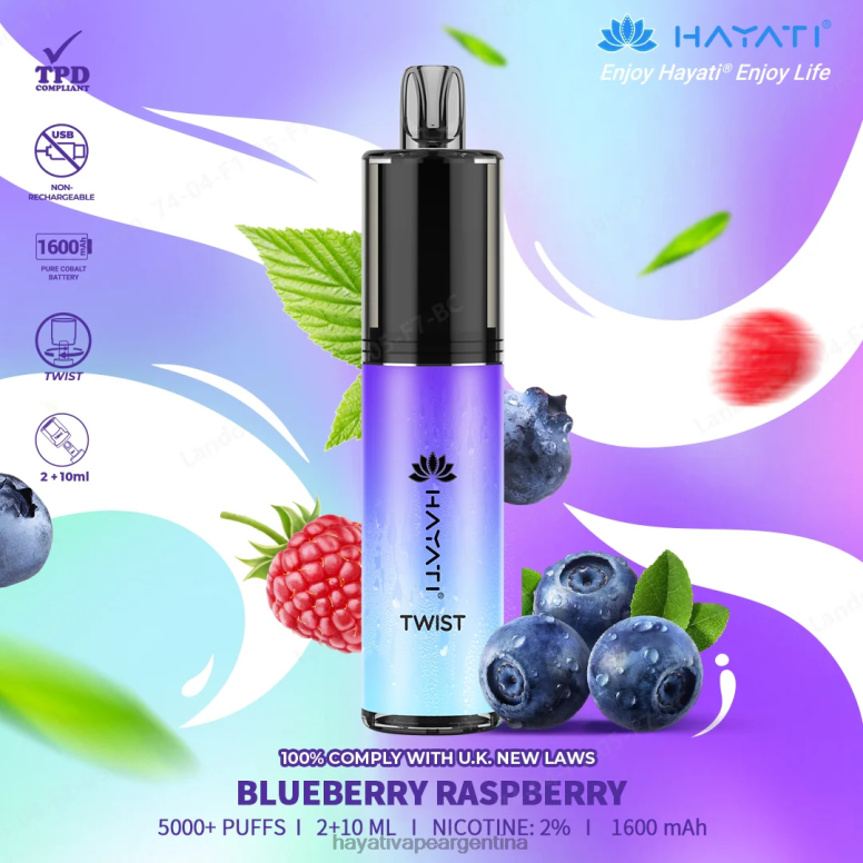Hayati vape near me - Hayati Twist desechable frambuesa arándano 28L5L66