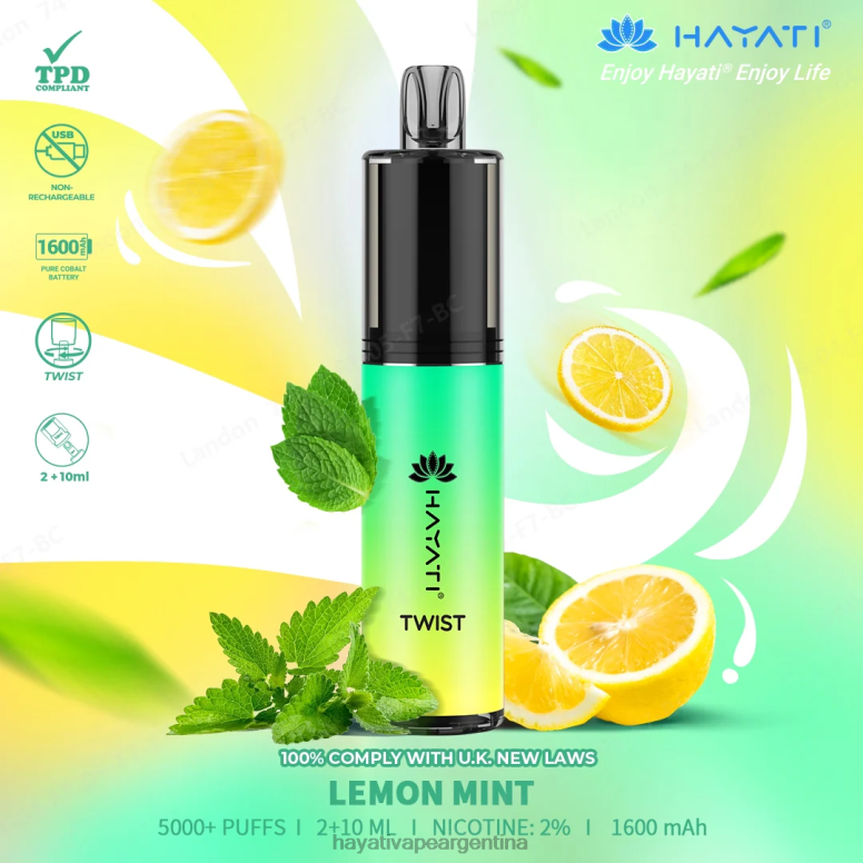 Hayati vape near me - Hayati Twist desechable menta Limón 28L5L76
