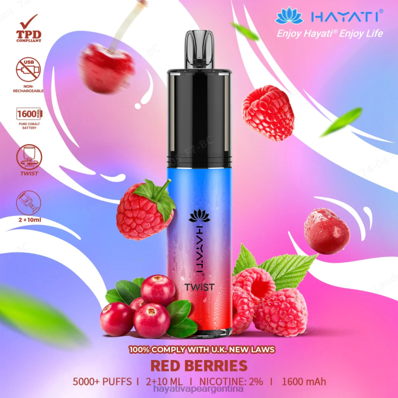 Hayati vape shop - Hayati Twist desechable bayas rojas 28L5L79
