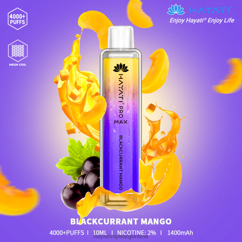 Hayati vape Argentina - Hayati Pro Max desechable mango de grosella negra 28L5L92