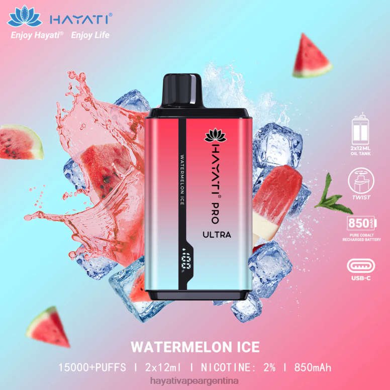 Hayati flavour list - Hayati Pro Ultra desechables 15000 inhalaciones hielo de sandia 28L5L214