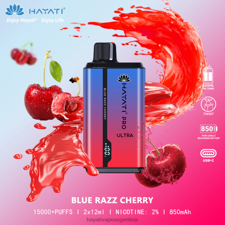 Hayati vape flavours - Hayati Pro Ultra desechables 15000 inhalaciones cereza azul 28L5L193