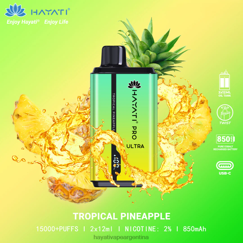 Hayati vape flavours - Hayati Pro Ultra desechables 15000 inhalaciones piña tropical 28L5L213