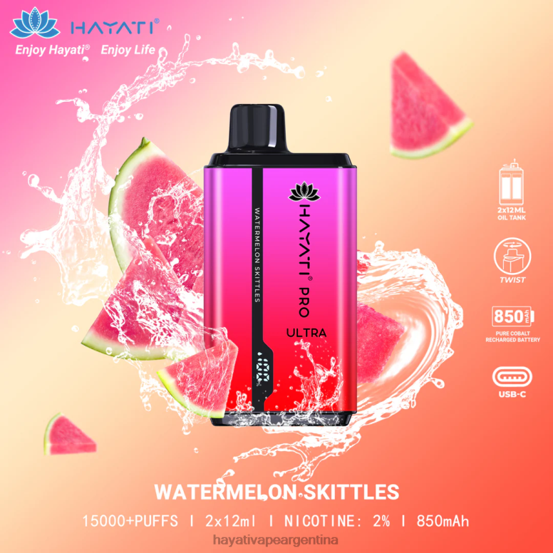 Hayati vape liquid - Hayati Pro Ultra desechables 15000 inhalaciones bolos de sandia 28L5L215