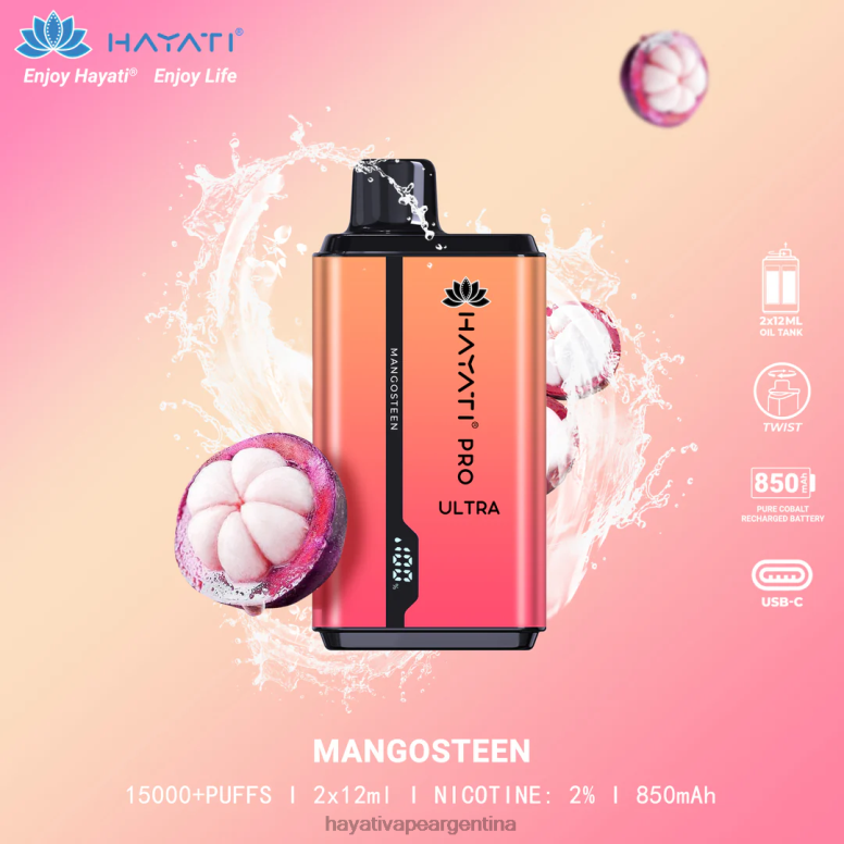 Hayati vape liquid - Hayati Pro Ultra desechables 15000 inhalaciones mangostán 28L5L205