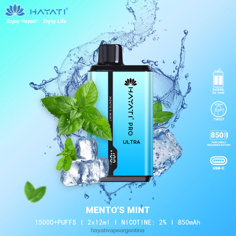 Hayati vape near me - Hayati Pro Ultra desechables 15000 inhalaciones menta de mento 28L5L206