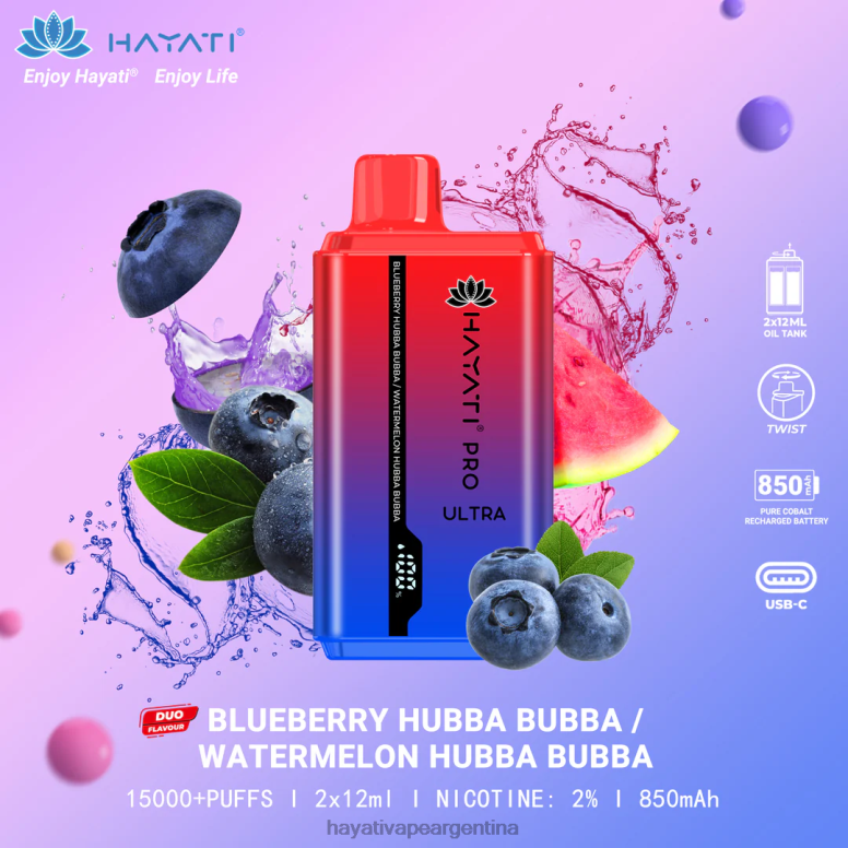 Hayati vape review - Hayati Pro Ultra desechables 15000 inhalaciones arándano hubba bubba/sandía hubba bubba 28L5L217