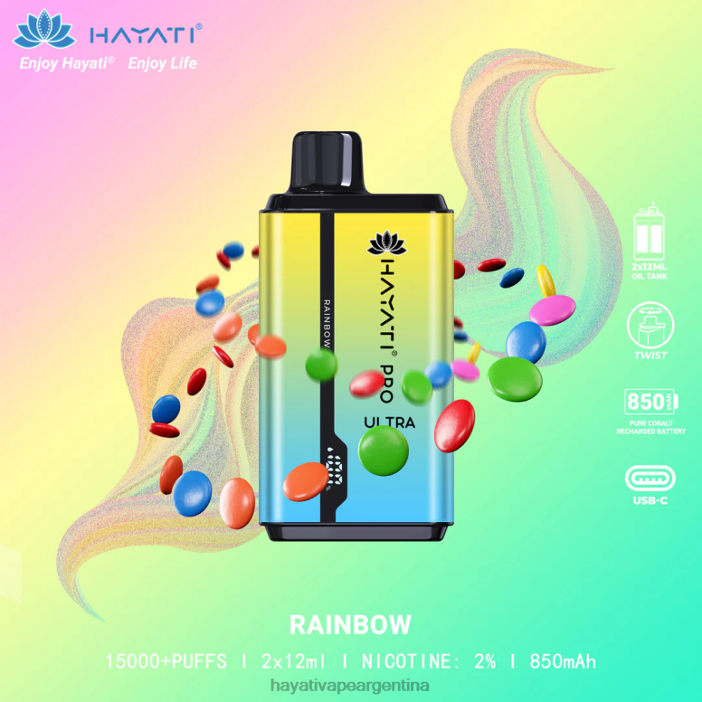 Hayati vape shop - Hayati Pro Ultra desechables 15000 inhalaciones arcoíris 28L5L209