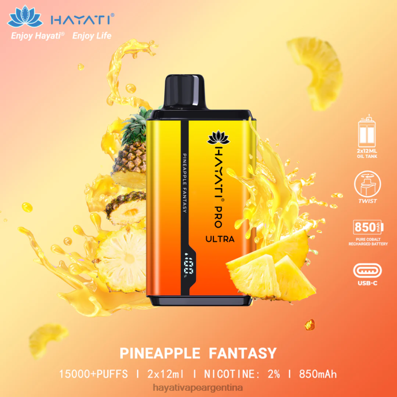 Hayati vapes wholesale - Hayati Pro Ultra desechables 15000 inhalaciones fantasía de piña 28L5L208
