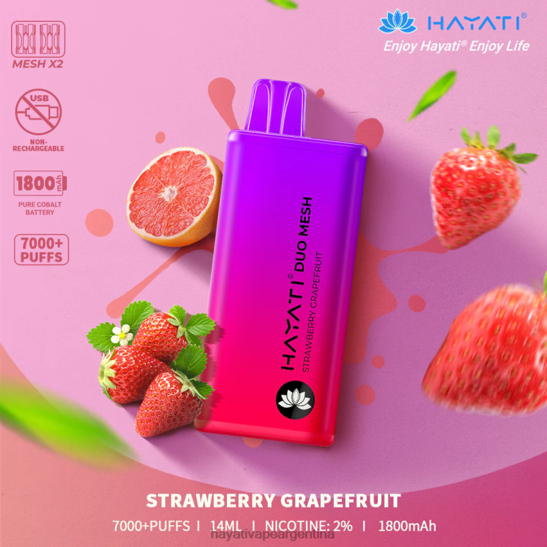 Hayati Argentina - Hayati Duo Mesh desechable pomelo fresa 28L5L191