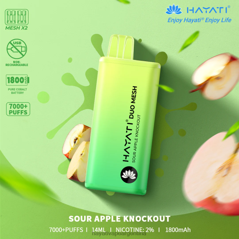 Hayati buenos aires - Hayati Duo Mesh desechable knockout de manzana agria 28L5L180