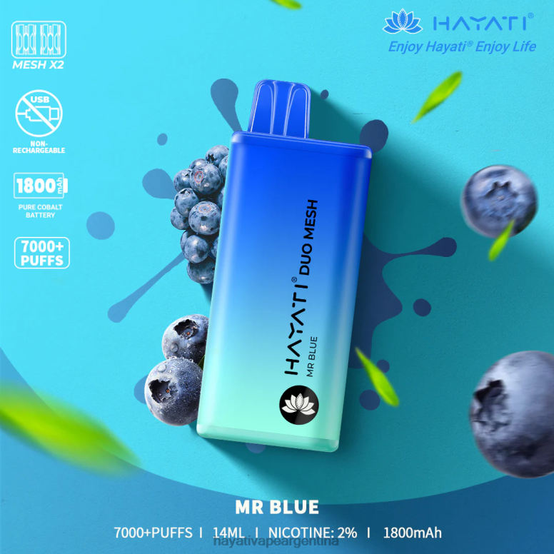 Hayati flavour list - Hayati Duo Mesh desechable señor azul 28L5L174