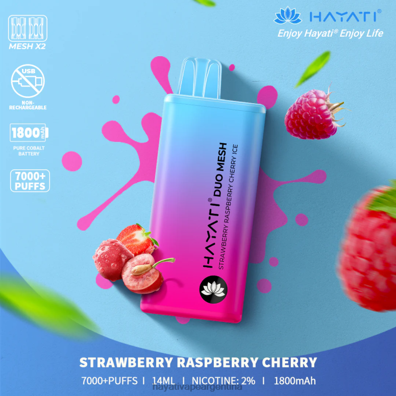 Hayati vape Argentina - Hayati Duo Mesh desechable fresa frambuesa cereza hielo 28L5L182