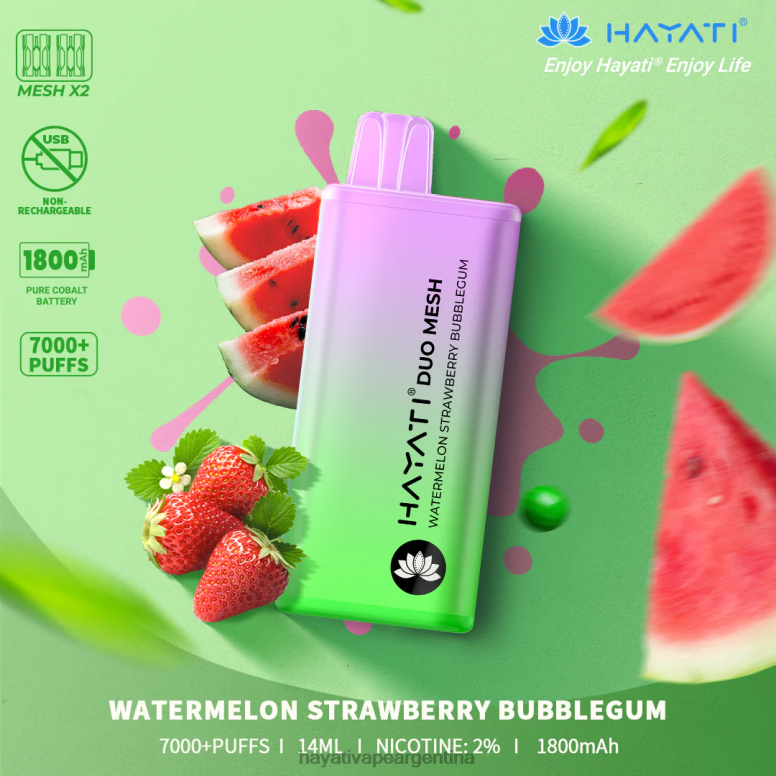 Hayati vape Argentina - Hayati Duo Mesh desechable sandía fresa chicle 28L5L192