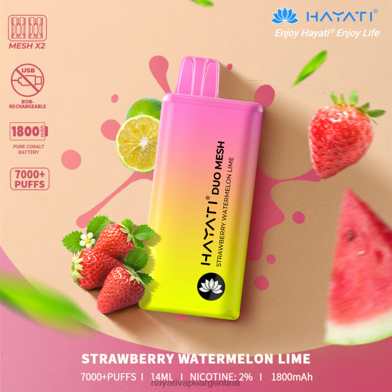 Hayati vape flavours - Hayati Duo Mesh desechable fresa sandia lima 28L5L183