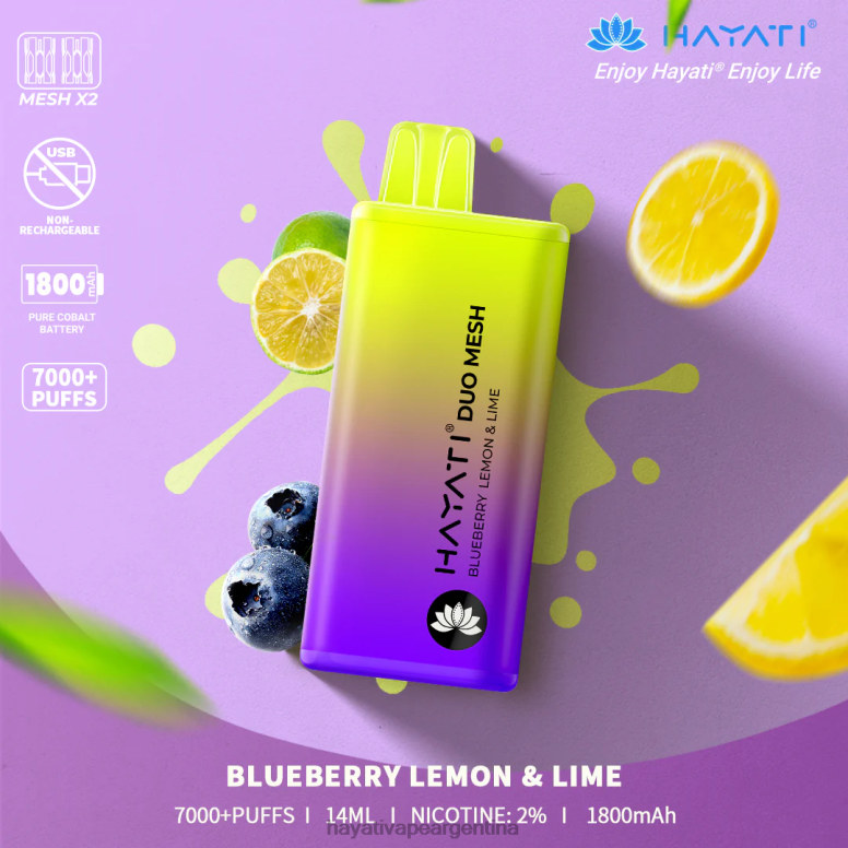 Hayati vape liquid - Hayati Duo Mesh desechable arándano limón y lima 28L5L165