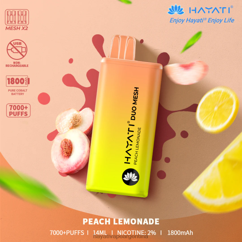 Hayati vape liquid - Hayati Duo Mesh desechable limonada de durazno 28L5L175