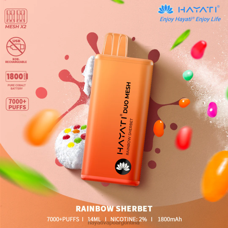 Hayati vape review - Hayati Duo Mesh desechable sorbete arcoiris 28L5L177