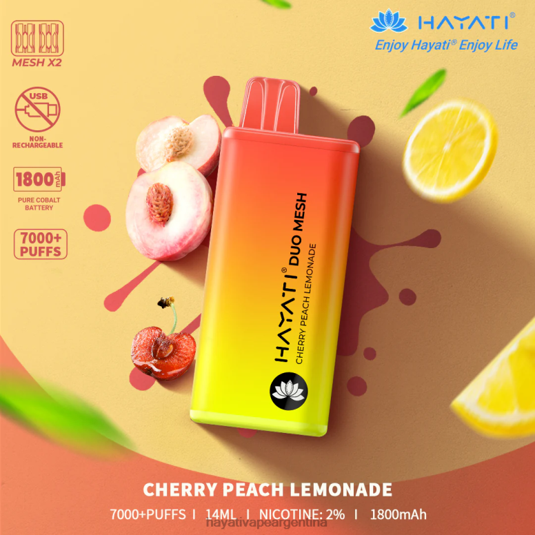 Hayati vapes wholesale - Hayati Duo Mesh desechable limonada de cereza y durazno 28L5L168