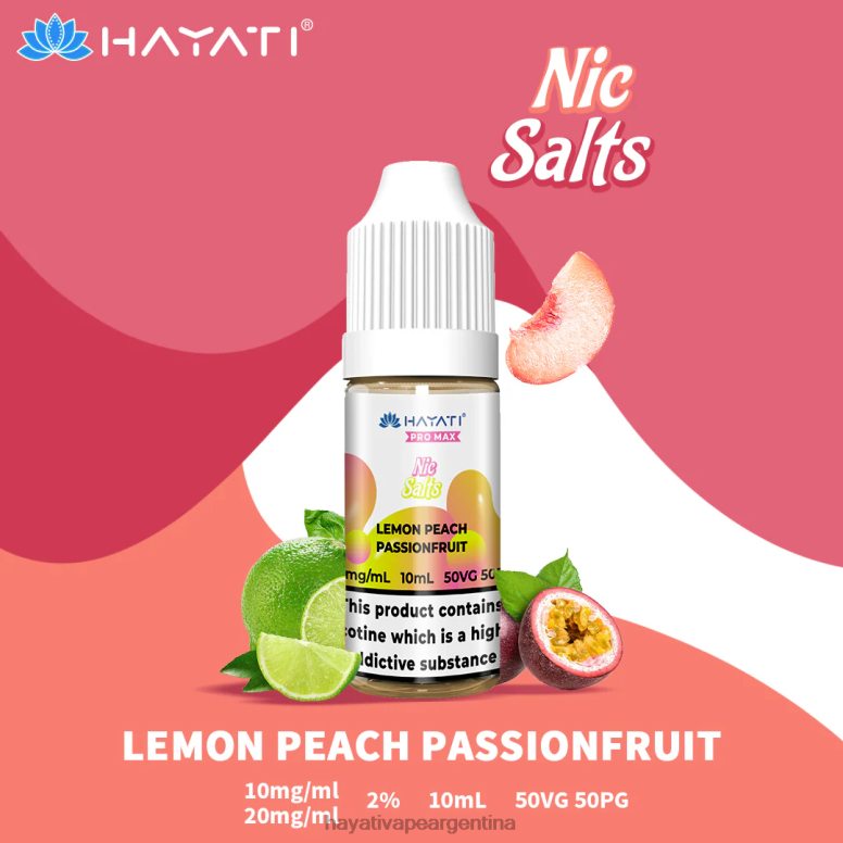 Hayati vape Argentina - Hayati Pro Max sales de nic maracuyá melocotón limón 28L5L242