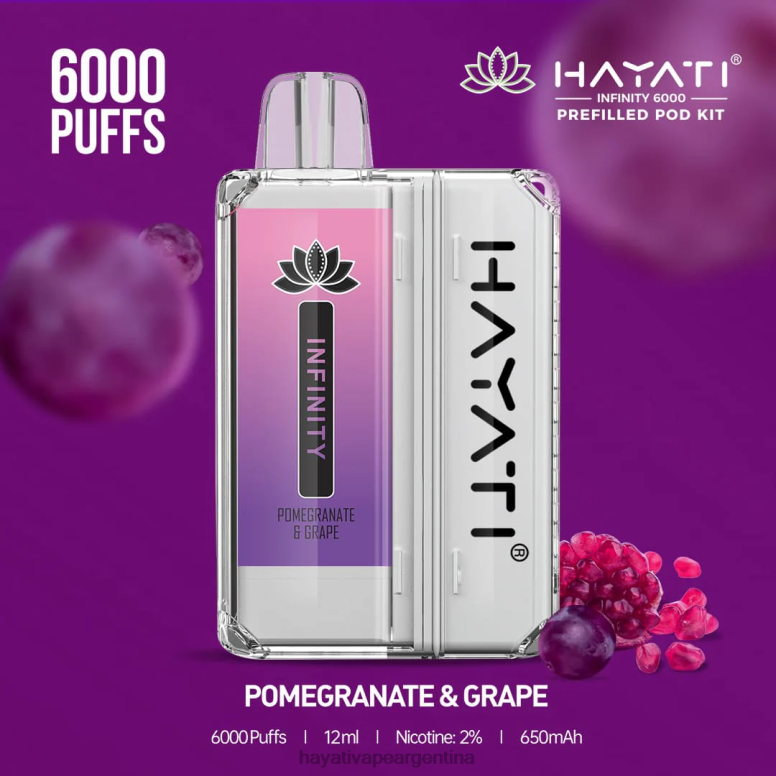 Hayati vape near me - Hayati Infinity 6000 kits de cápsulas granada y uva 28L5L156