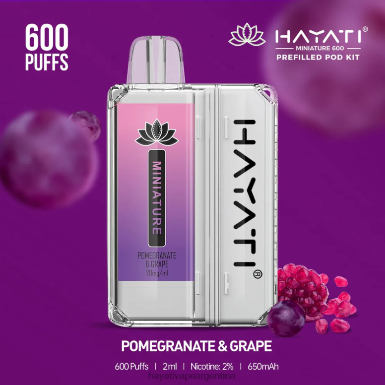 Hayati vape Argentina - Hayati Miniature kits de 600 cápsulas granada y uva 28L5L42