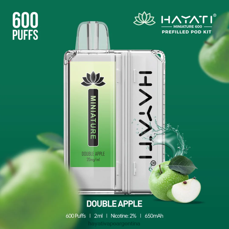 Hayati vape Argentina - Hayati Miniature kits de 600 cápsulas manzana doble 28L5L32