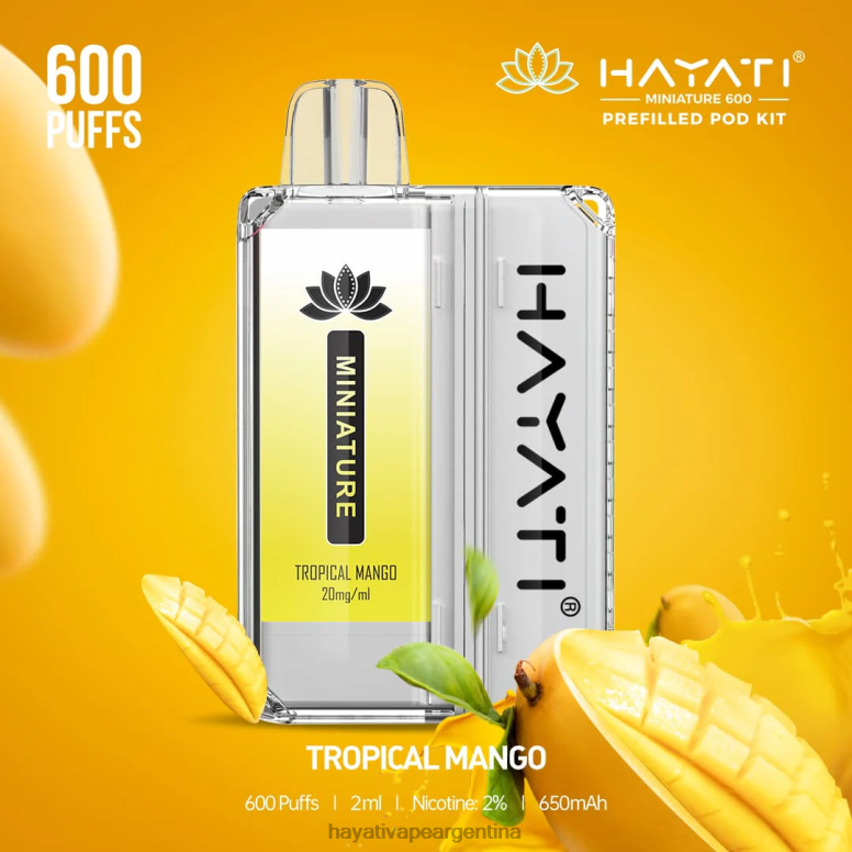 Hayati vape shop - Hayati Miniature kits de 600 cápsulas mango tropical 28L5L49