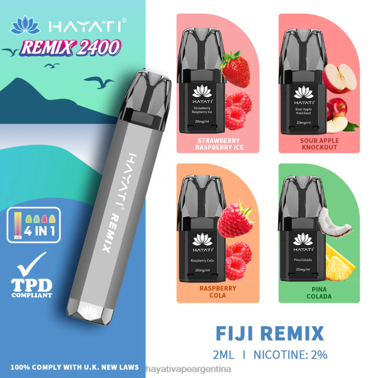 Hayati vape flavours - Hayati Remix sistema de cápsulas precargadas 2400 inhalaciones remezcla de fiji 28L5L53