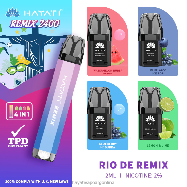 Hayati vape review - Hayati Remix sistema de cápsulas precargadas 2400 inhalaciones río de remezcla 28L5L57
